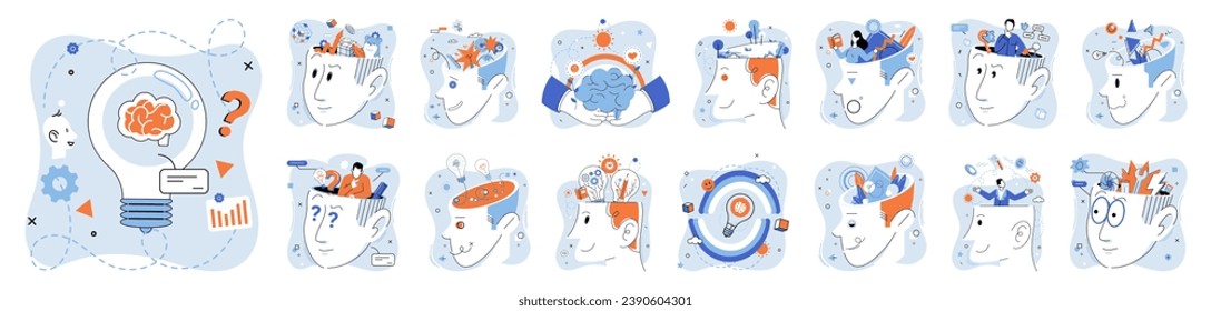 Abstract thinking. Vector illustration. Education serves as catalyst for developing abstract thinking skills and fostering intellectual curiosity Abstract thinking enables us to approach problems