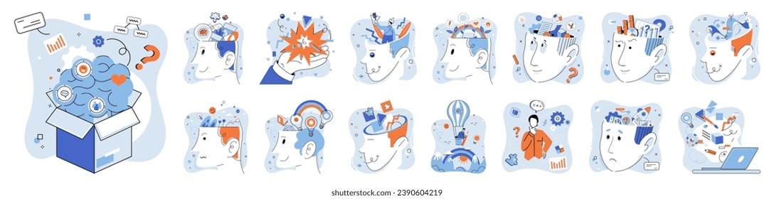 Abstract thinking. Vector illustration. Abstract thinking enables us to approach problems from multiple angles and find innovative solutions Creative thinking is nurtured through interplay Creative