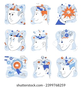 Abstract thinking. Vector illustration. The pursuit knowledge fuels our intellectual growth and enhances abstract thinking Intellectual development is fostered through combination education