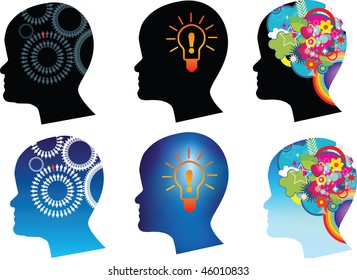 Abstract thought and thinking and brain power illustrations