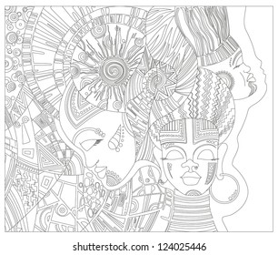 abstract three African girls