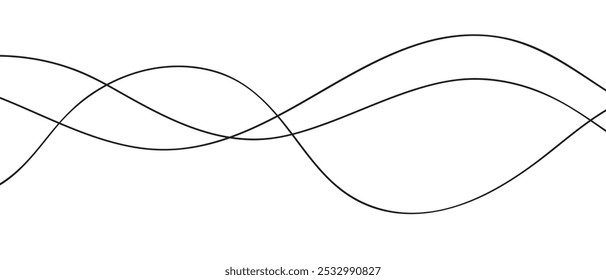 abstract three black wave thin line art can be used background.