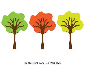 Abstract three colorful tree design.