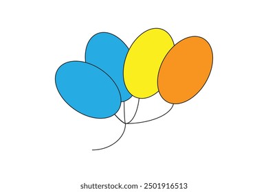 Abstract three colors blue yellow and orange Balloon Flat Vector illustration graphics for T-shirts, posters, and greeting card designs.