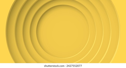 Abstract three dimension circle frame 6 layers paper cut style on yellow background.