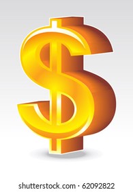 abstract three dimensional dollar golden icon vector illustration