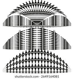 Abstract three dimensional forms. Geometric optical illusion. Repeating spatial pattern. Vector modern art.