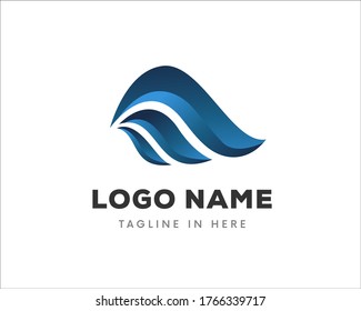 abstraktes Logo für drei Federflügel, Design-Illustration
