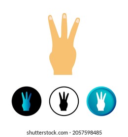 Abstract Three Finger Hand Gesture Icon Illustration