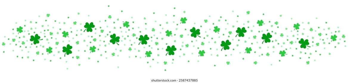 Abstract three four leaf clovers sample elements for St Patrick's Day on isolated transparent background banner