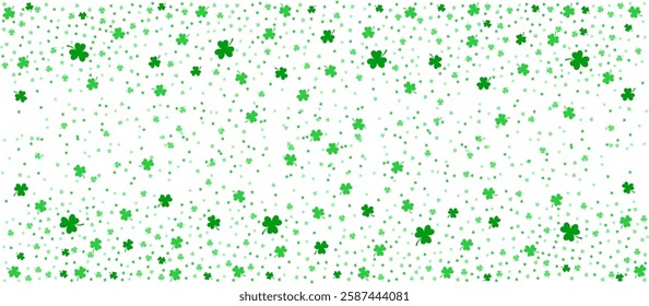 Abstract three four leaf clovers sample elements for St Patrick's Day on isolated transparent background banner