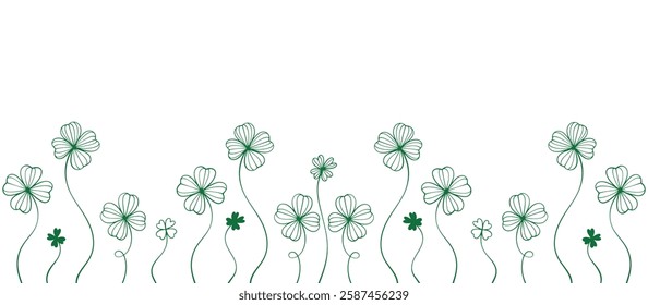 Abstract three four leaf clovers sample elements for St Patrick's Day on isolated transparent background banner