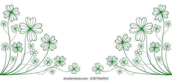 Abstract three four leaf clovers for St Patrick's Day. isolated transparent background banner vector eps
