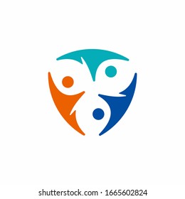 Abstract three human logo. Can use for your design elements, website icons, application icons, UI, and More. Medical or health care center logo design concept.
