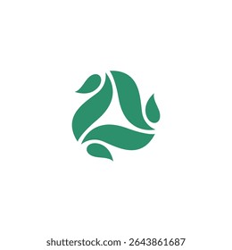 Abstract three leaf logo. leaf icon dynamic green color zen