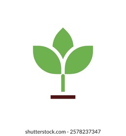 Abstract three leaf plant icon growing illustration