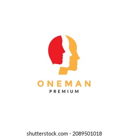 abstract three  man in one head logo symbol icon vector graphic design illustration idea creative 