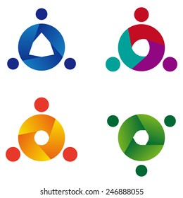 Abstract three people icon. Vector design logo template.