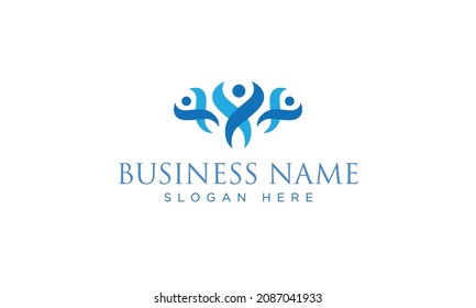 Abstract Three people silhouettes. Vector logo design template. Concept for teamwork, business partnership.