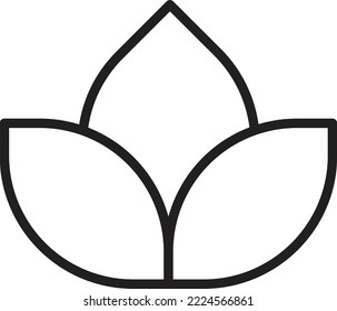 Abstract three petal flower logo illustration in trendy and minimal style isolated on background