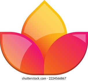 Abstract three petal flower logo illustration in trendy and minimal style isolated on background