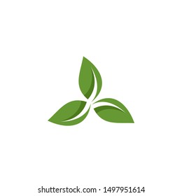 abstract three triangle leaf logo. green leaf eco logo template - vector