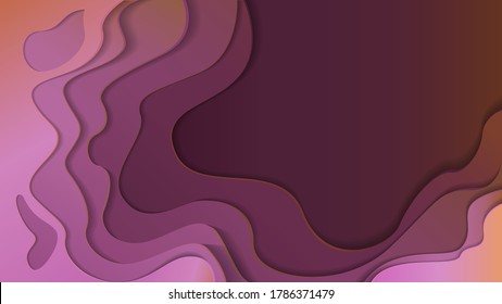 Abstract three-dimensional background. Layered pink and purple waves.