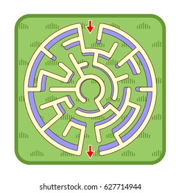 Abstract three-dimensional circle shaped maze game template, top view, ready for use. Or add legend text and cartoon characters, if needed.
