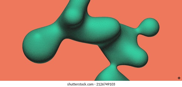 Abstract three-dimensional composition in dotwork style. Pointillism graphic. Dot stipple design. 3D vector illustration with dynamic effect. Template for banner, flyer, poster, cover or brochure.