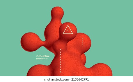 Abstract three-dimensional composition in dotwork style. Pointillism graphic. Dot stipple design. 3D vector illustration with dynamic effect. Template for banner, flyer, poster, cover or brochure.