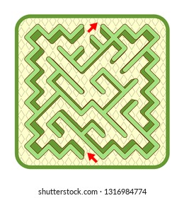 Abstract three-dimensional diagonally shaped hedge maze game template, top view, ready for use. Or add legend text and cartoon characters, if needed.