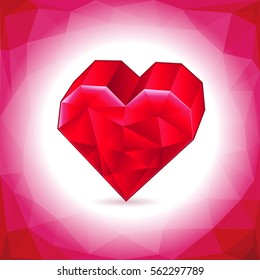 abstract three-dimensional red heart triangles