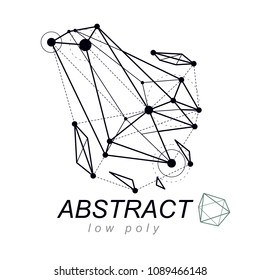 Abstract three-dimensional shape, vector design element. Innovation technologies abstract emblem.