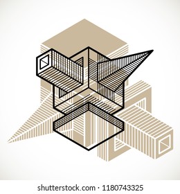 Abstract three-dimensional shape, vector design cube element.