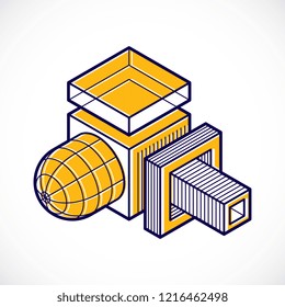 Abstract three-dimensional shape, vector design cube element.