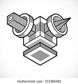 Abstract three-dimensional shape, vector design cube element.