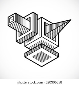 Abstract three-dimensional shape, vector design cube element.