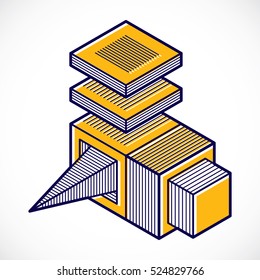 Abstract three-dimensional shape, vector design cube element.