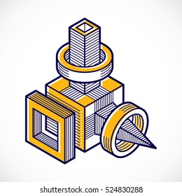 Abstract three-dimensional shape, vector design cube element.