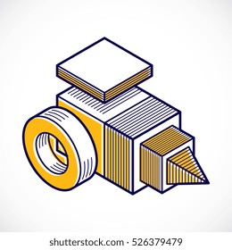 Abstract three-dimensional shape, vector design cube element.