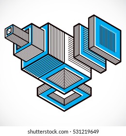Abstract three-dimensional shape, vector design cube element.