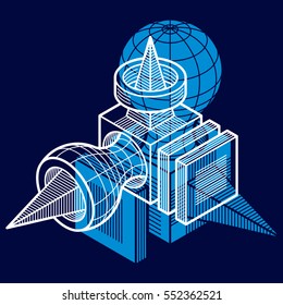 Abstract three-dimensional shape, vector design cube element.
