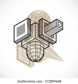 Abstract three-dimensional shape, vector design cube element.