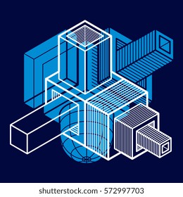 Abstract three-dimensional shape, vector design cube element.