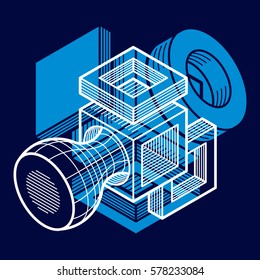 Abstract three-dimensional shape, vector design cube element.