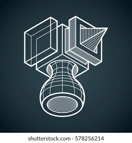 Abstract three-dimensional shape, vector design cube element.