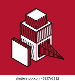 Abstract three-dimensional shape, vector design cube element.