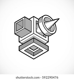 Abstract three-dimensional shape, vector design cube element.