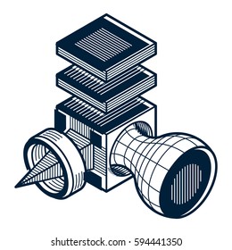 Abstract three-dimensional shape, vector design cube element.