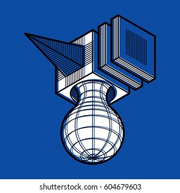 Abstract three-dimensional shape, vector design cube element.